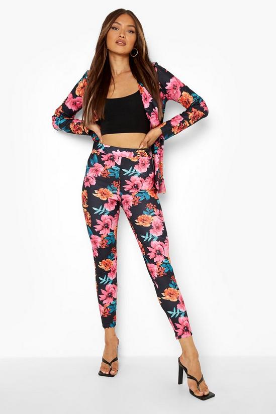boohoo Bright Floral Print Skinny Trousers 1