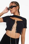 boohoo Chain Lace Up Crop Top thumbnail 1