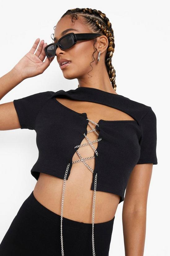 boohoo Chain Lace Up Crop Top 1