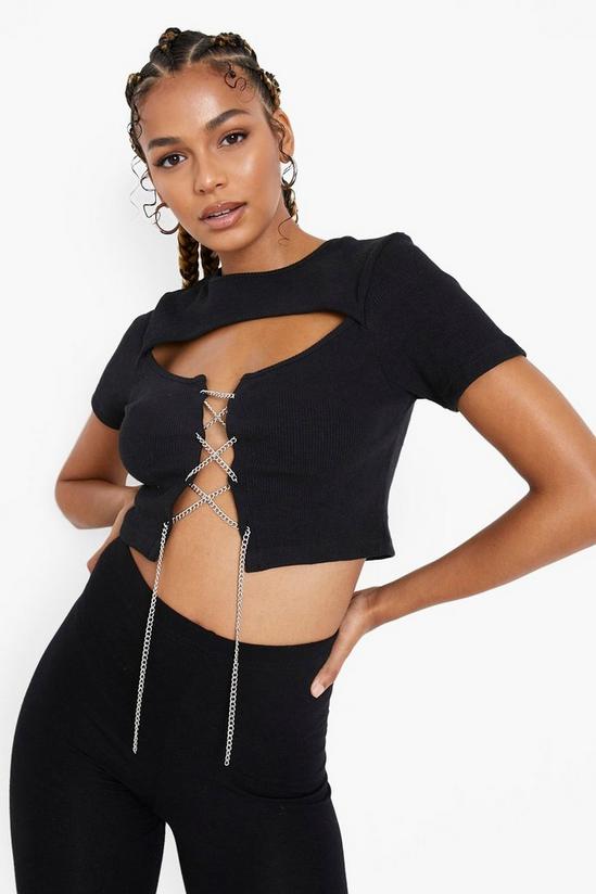 boohoo Chain Lace Up Crop Top 3