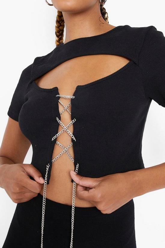 boohoo Chain Lace Up Crop Top 4