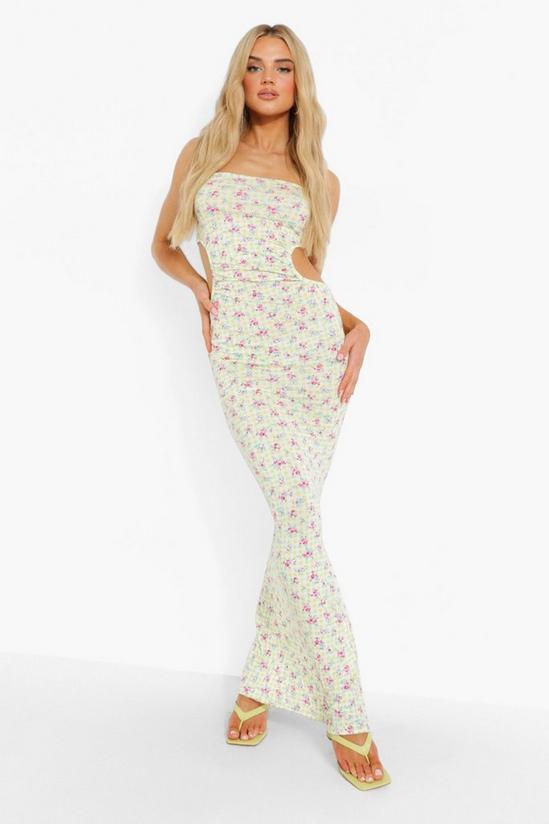 boohoo Gingham Floral Strappy Cut Out Maxi Dress 1