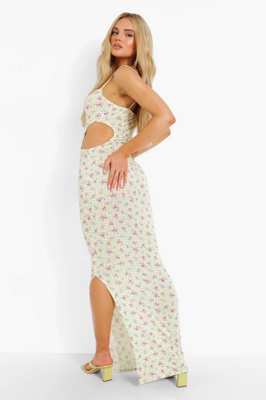 boohoo Gingham Floral Strappy Cut Out Maxi Dress 2