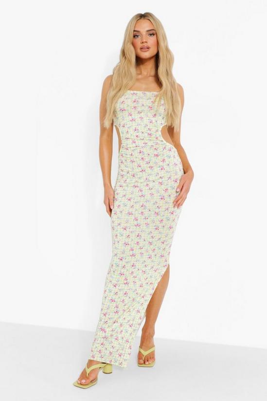 boohoo Gingham Floral Strappy Cut Out Maxi Dress 3