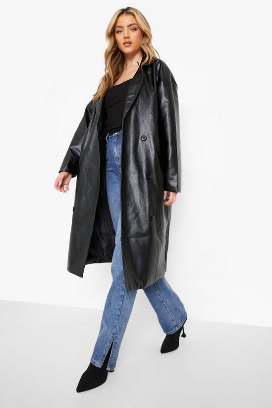 boohoo Faux Leather Trench Coat 1