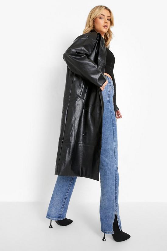 boohoo Faux Leather Trench Coat 2
