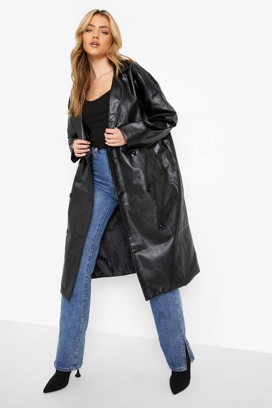boohoo Faux Leather Trench Coat 3