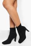 boohoo Wide Fit Square Toe Flat Heel Sock Boots thumbnail 1