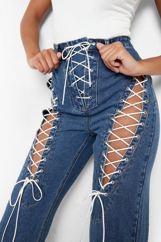 boohoo Lace Up Detail Bootcut Jeans 4