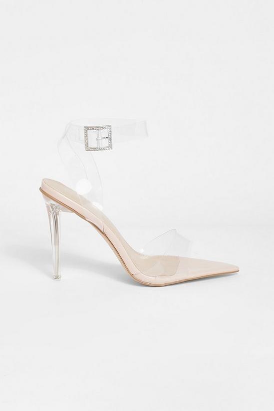 boohoo Wide Fit Diamante Clear Court Heels 2
