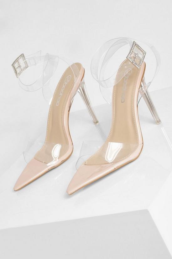 boohoo Wide Fit Diamante Clear Court Heels 3
