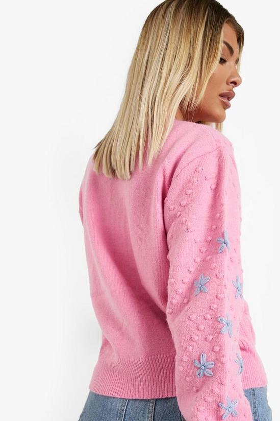 boohoo Embroidered Floral Bobble Knit Cardigan 2