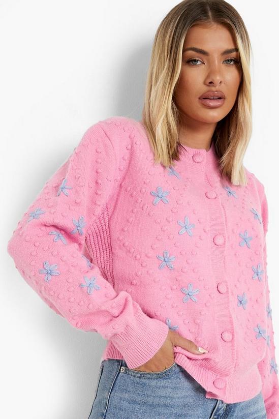 boohoo Embroidered Floral Bobble Knit Cardigan 3