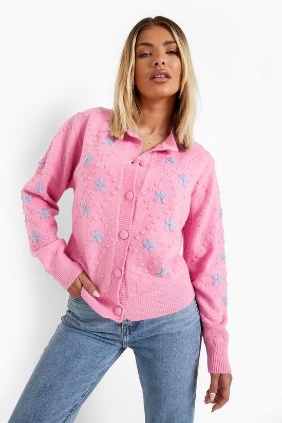 boohoo Embroidered Floral Bobble Knit Cardigan 4