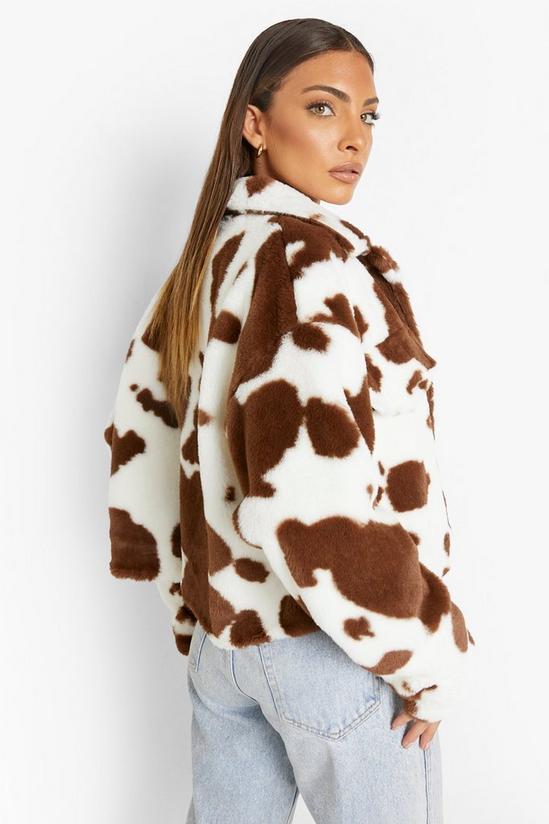 boohoo Cow Print Faux Fur Jacket 2