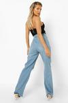 boohoo High Rise Straight Leg Jeans With Rips thumbnail 2