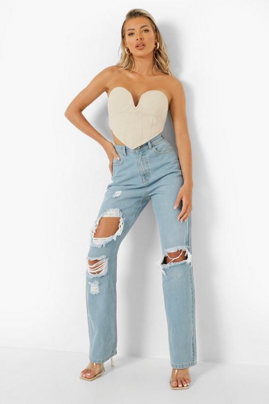 boohoo 90's Straight Leg Jeans With Rips 1