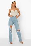 boohoo 90's Straight Leg Jeans With Rips thumbnail 4