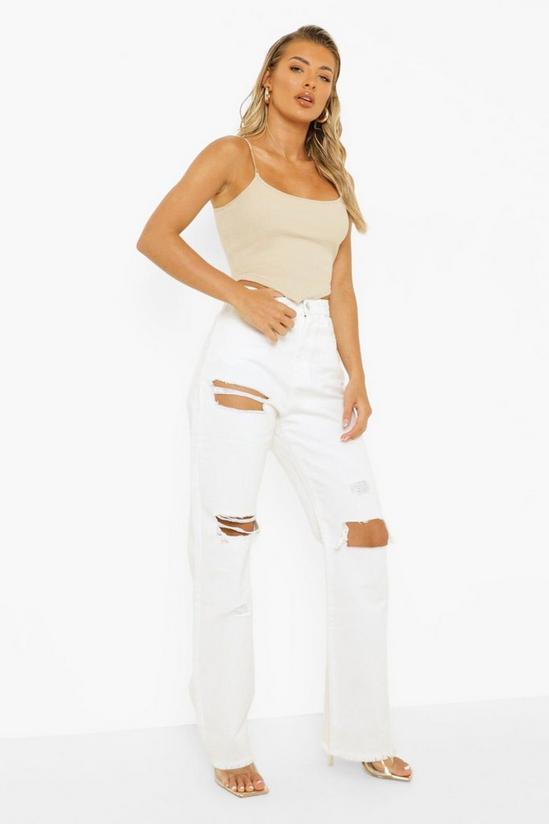 boohoo High Rise Straight Leg Jeans With Rips 3