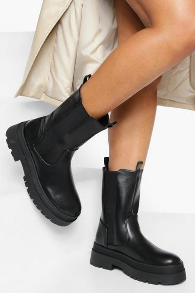 Wide Fit Chunky High Ankle Chelsea Boots