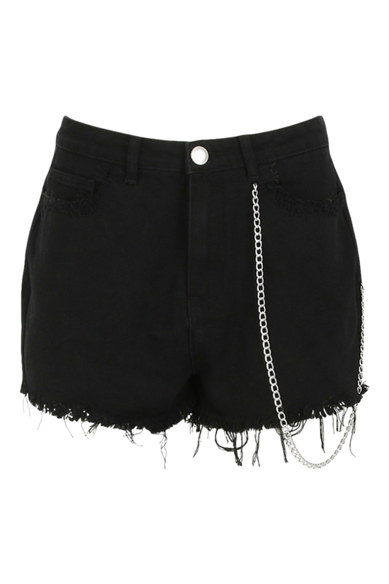 boohoo Raw Hem Denim Shorts With Chain Detail 5
