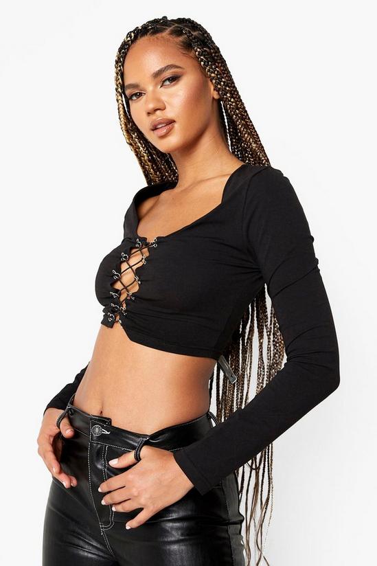 boohoo Metal Detail Lace Up Top 1