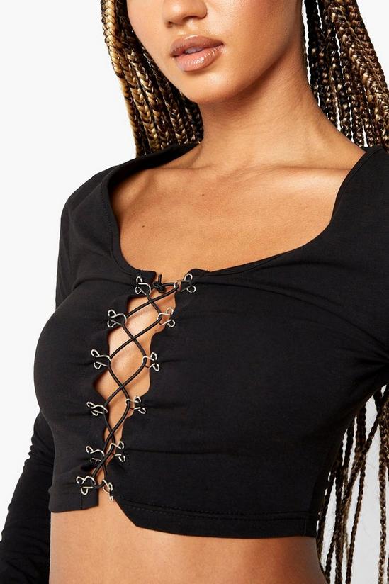 boohoo Metal Detail Lace Up Top 4