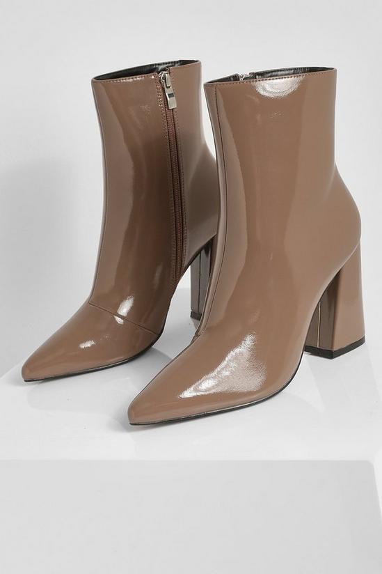 boohoo Flared Heel Patent Shoe Boots 3