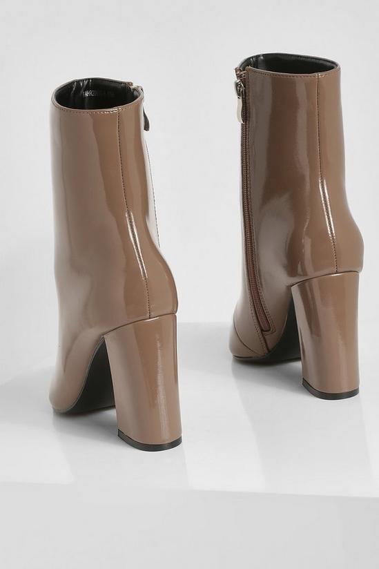 boohoo Flared Heel Patent Shoe Boots 4