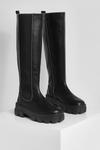 boohoo Cleated Chunky Sole Knee High Chelsea Boots thumbnail 3