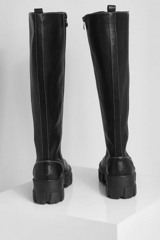 boohoo Cleated Chunky Sole Knee High Chelsea Boots 4