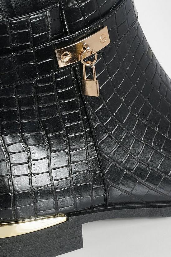 boohoo Wide Fit Metal Detail Croc Chelsea Boots 5