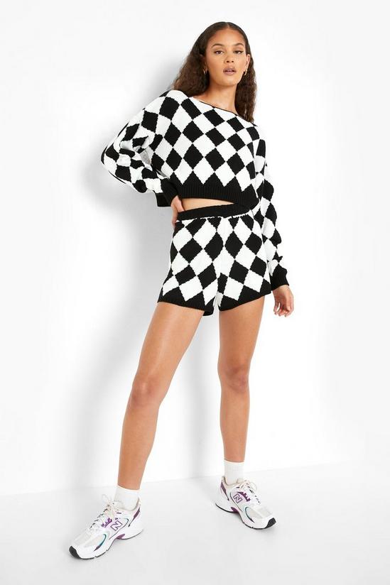 boohoo Argyle Check Knitted Short Co-ord 1
