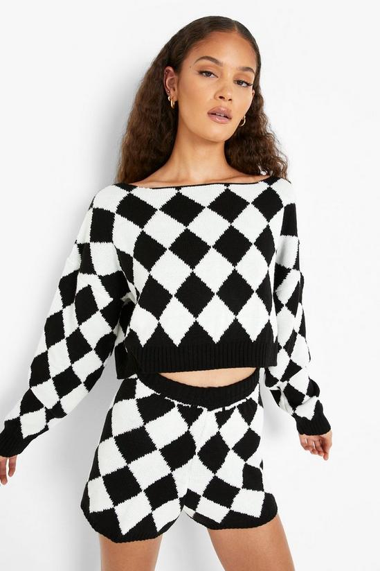 boohoo Argyle Check Knitted Short Co-ord 3