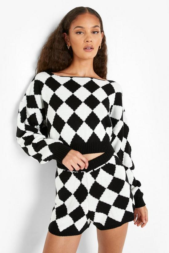 boohoo Argyle Check Knitted Short Co-ord 4