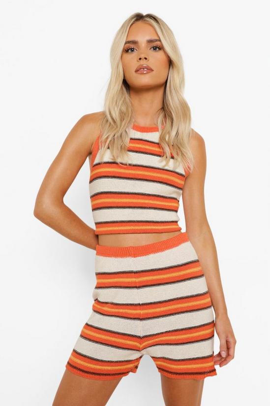 boohoo Stripe Halterneck Knitted Shorts Co-ord 3