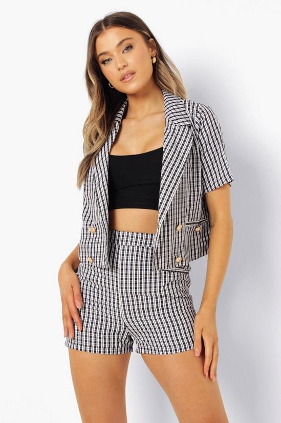 boohoo Pastel Check Button Tailored Shorts 1