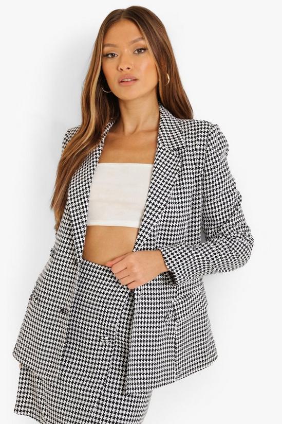 boohoo Dogtooth Check Double Breasted Fitted Blazer 1