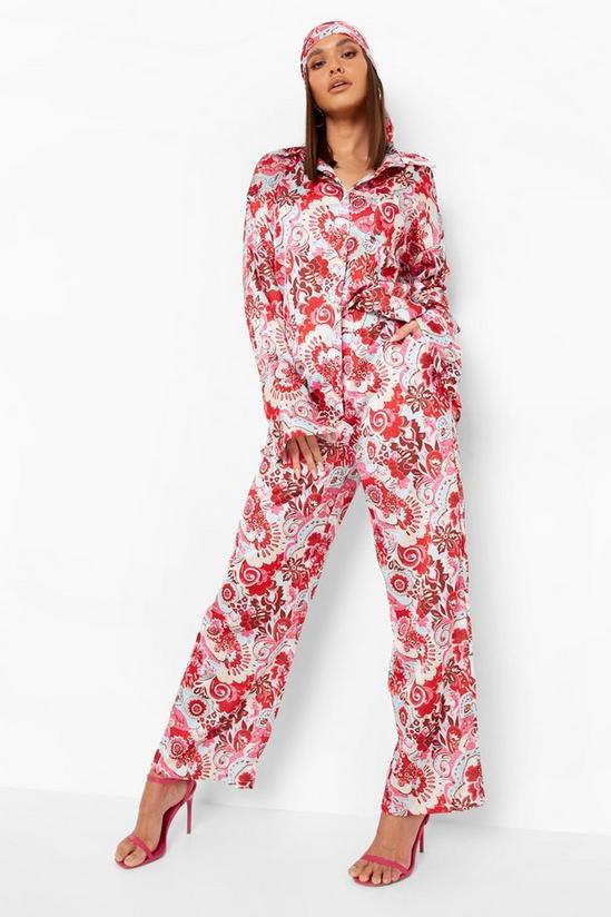 boohoo 70's Print Relaxed Fit Wide Leg Trousers 1