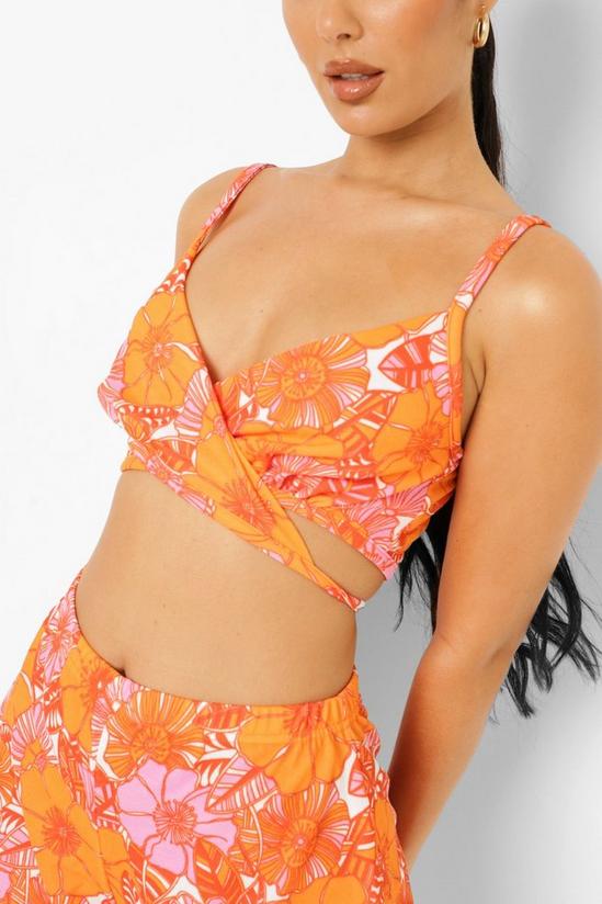 boohoo Tropical Print Wrap Bralette & Flippy Shorts 4