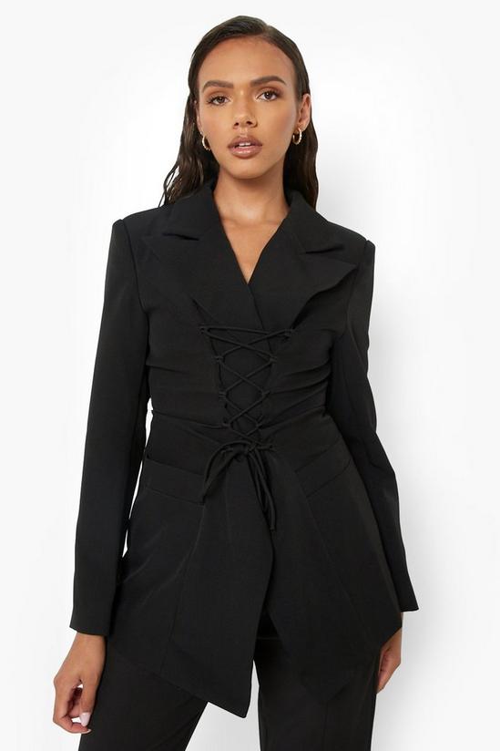 boohoo Tailored Lace Up Fitted Blazer 1
