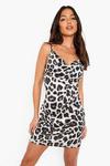 boohoo Leopard Cowl Neck Mini Slip Dress thumbnail 1