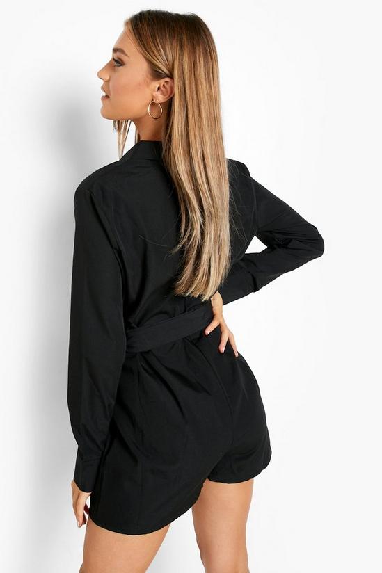 boohoo Belted Cotton Shirt Playsuit 2