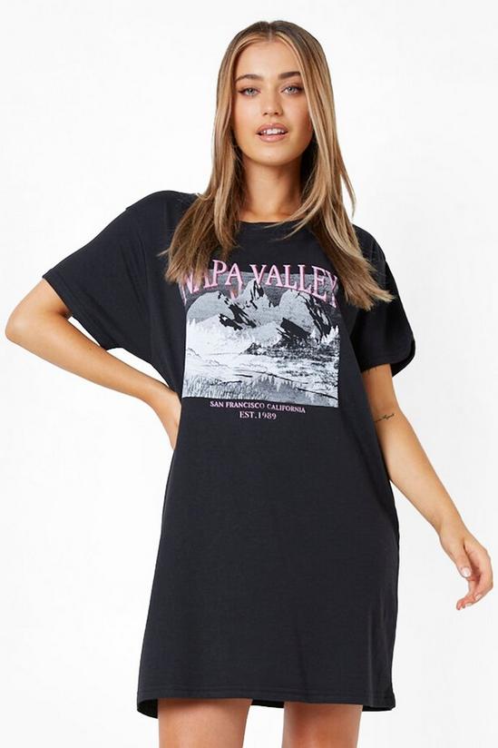 boohoo Napa Valley Print T Shirt Dress 1