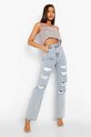 boohoo Acid Wash Extreme Distressed Straight Fit Jeans thumbnail 1