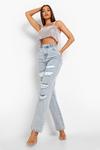 boohoo Acid Wash Extreme Distressed Straight Fit Jeans thumbnail 3