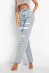 boohoo Acid Wash Extreme Distressed Straight Fit Jeans thumbnail 4