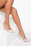 boohoo Clear Studded Detail Court Shoe thumbnail 1