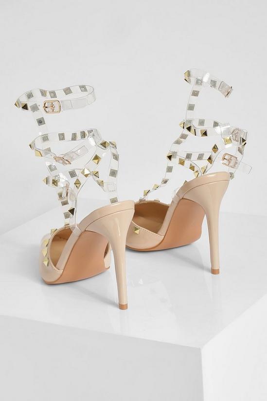 boohoo Clear Studded Detail Court Shoe 4