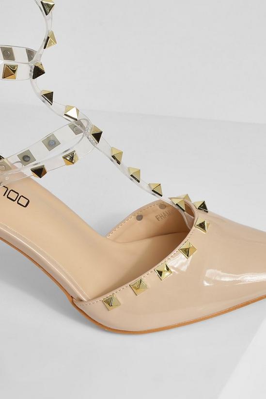 boohoo Clear Studded Detail Court Shoe 5